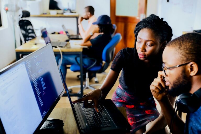 Young people at a coding workshop