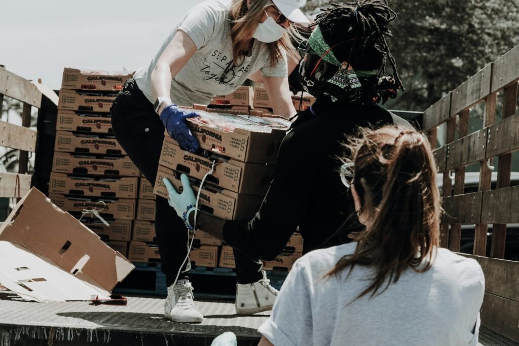 Volunteers smiling together